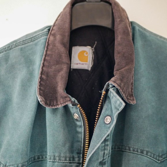 Vintage Emerald Green Carhartt Chore Coat AMAZING LOOKING - Picture 4 of 13